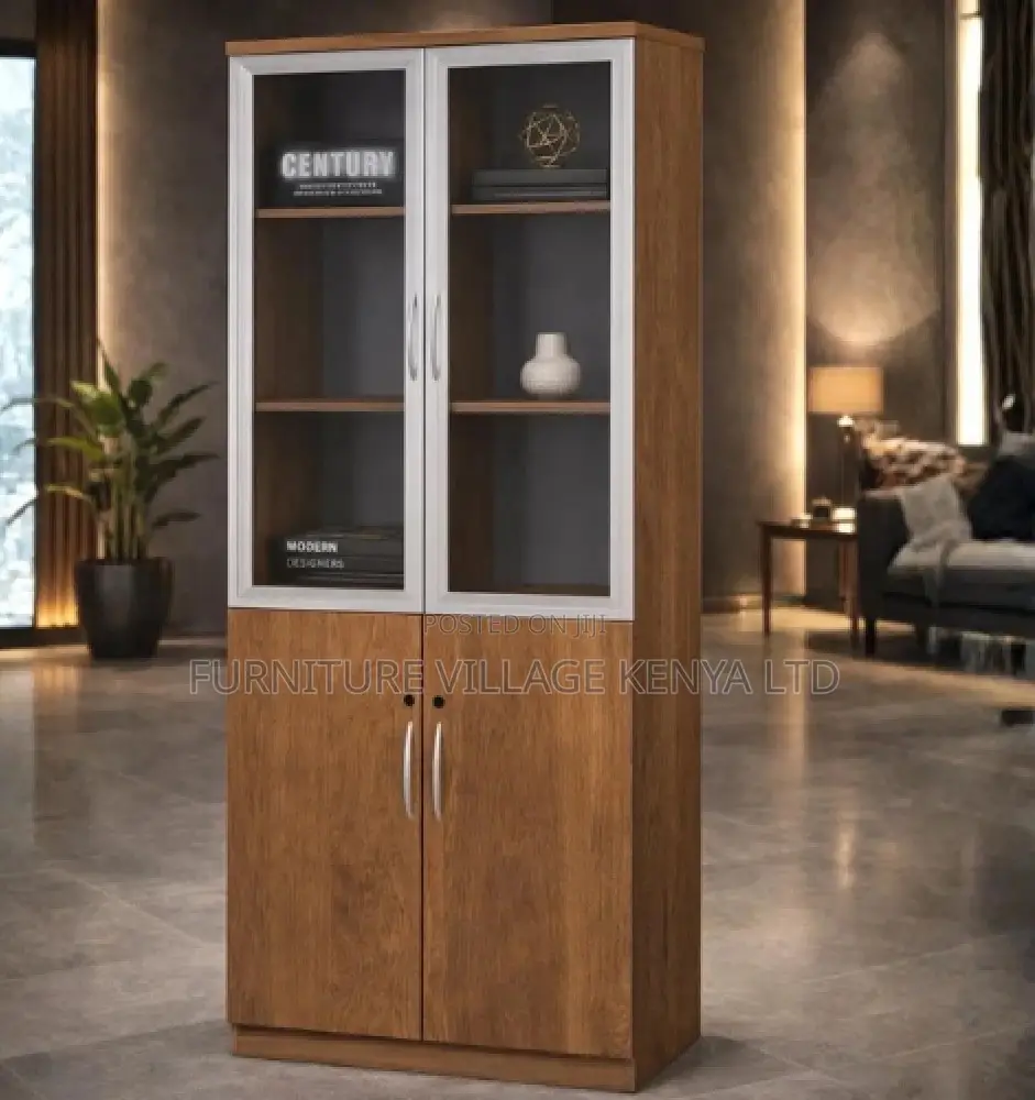Office Cabinet; Brown Wooden 2 Door Executive Office File Cabinet
