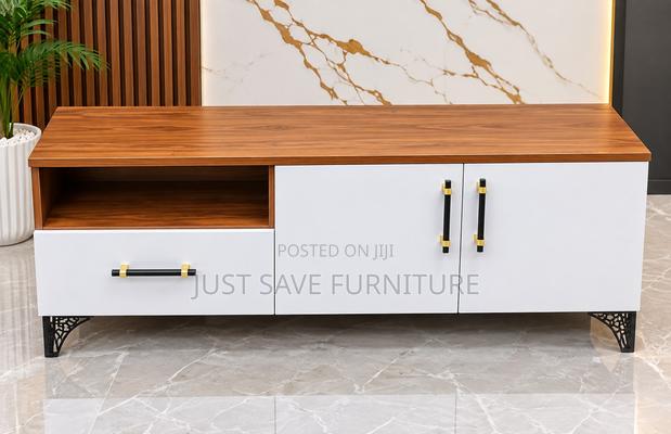 Mavuno Modern TV Console – White Walnut Finish