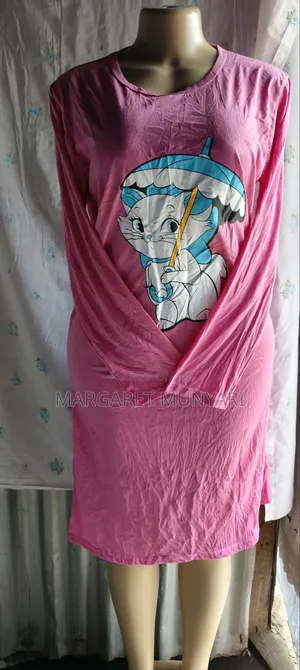 Light Pink and Grey Long and Short Sleeve Nightdress