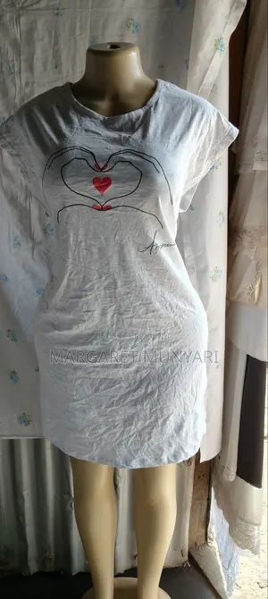 Light Pink and Grey Long and Short Sleeve Nightdress