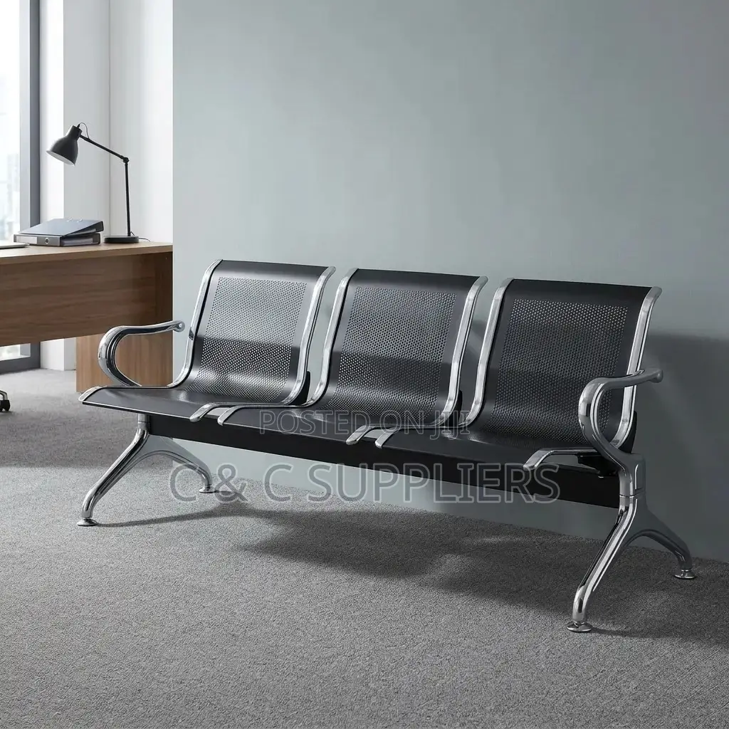 3-Link Black Waiting Bench