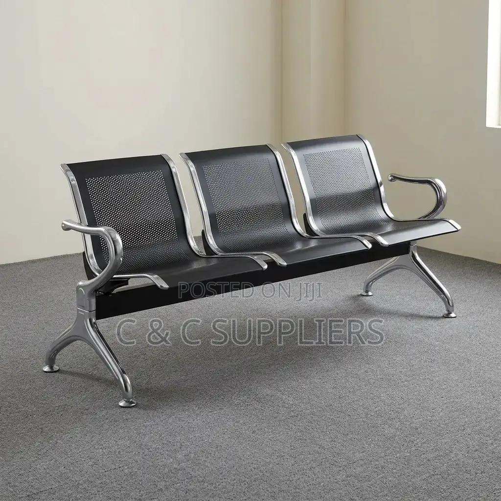3-Link Black Waiting Bench