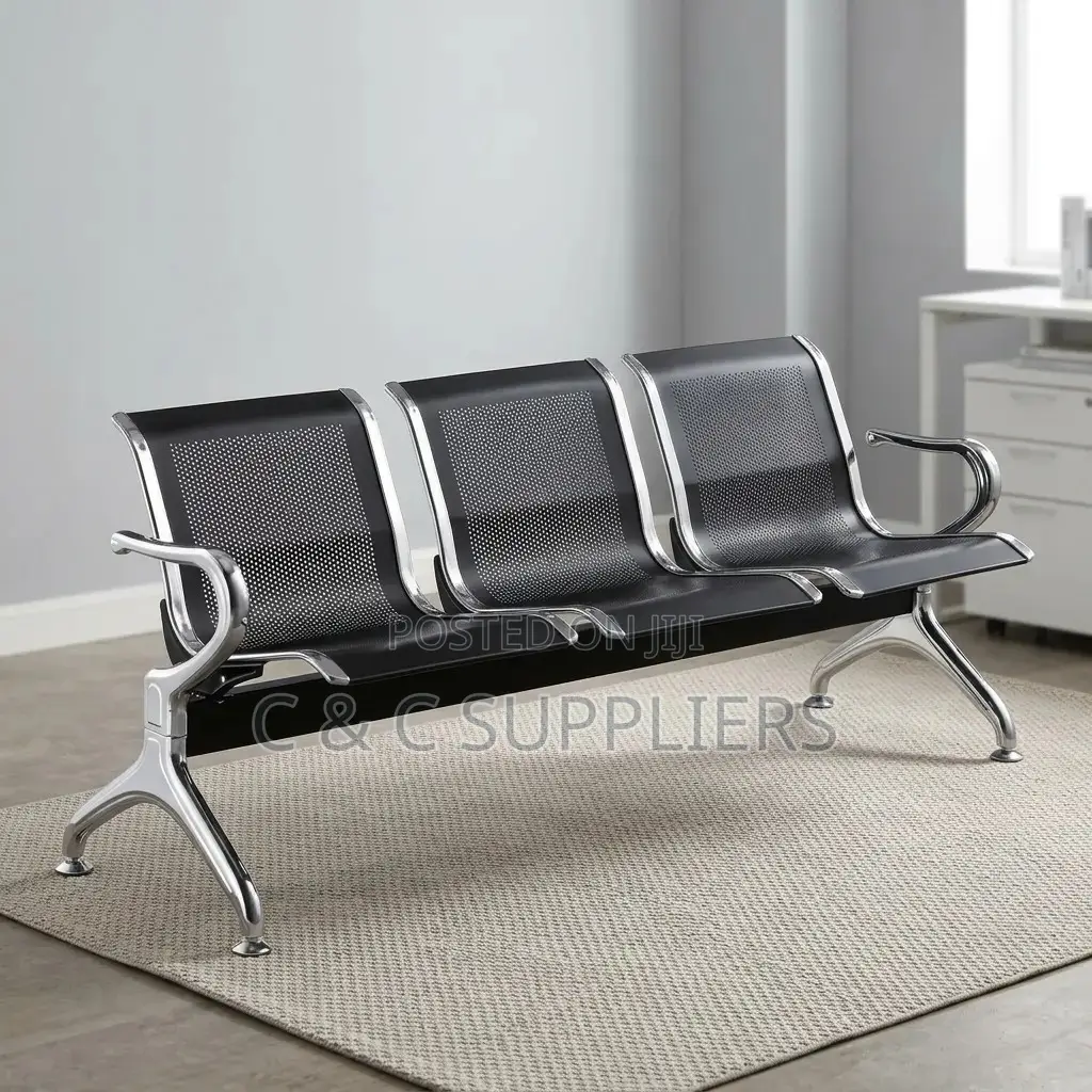 3-Link Black Waiting Bench