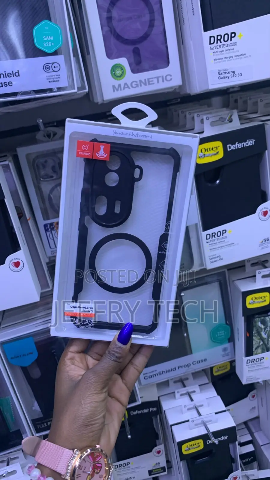 Clear Magnetic Case for the Oppo Reno12 Pro 5G a Black MagSafe Ring.