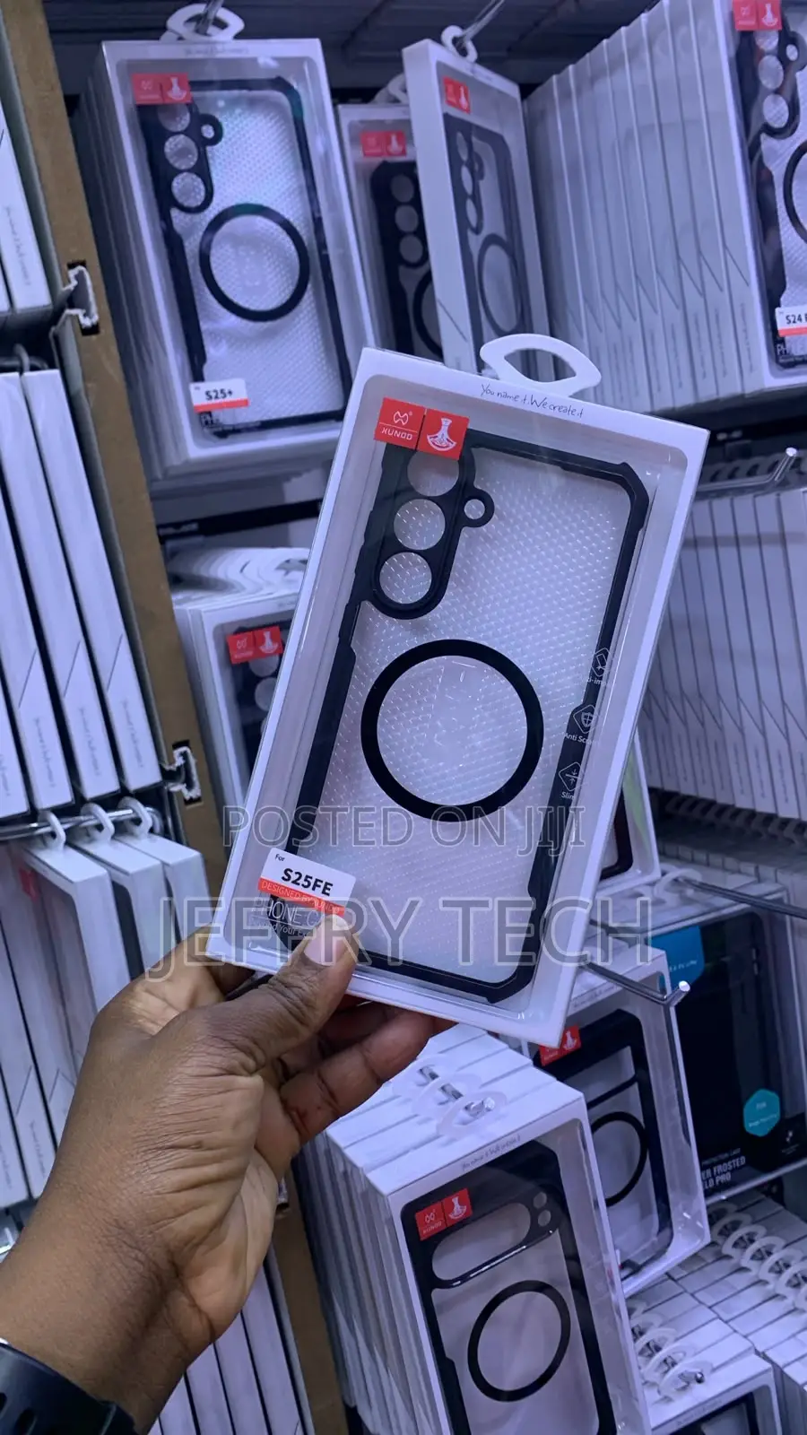 Clear Magnetic Case for the Oppo Reno12 Pro 5G a Black MagSafe Ring.