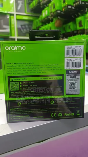 Oraimo Watch 6 Lite 2.01” Smartwatch Black