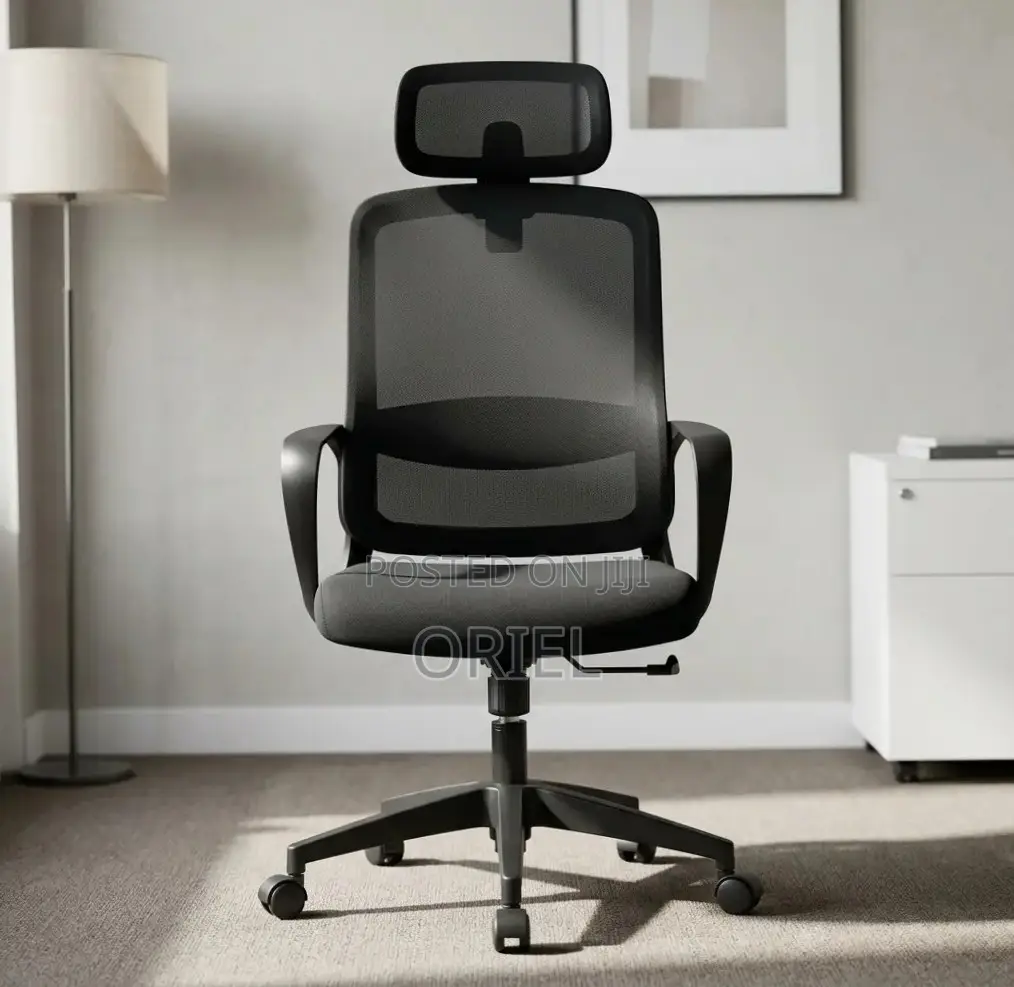 Office Staff Chair : Office Chair With Headrest and Fixed Armrest