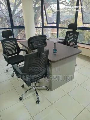 Modern and Spacious Office Desk With 3 Chairs