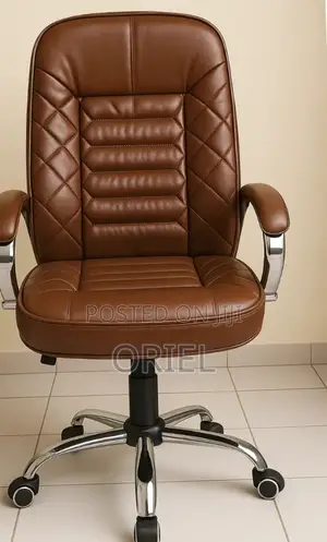 Modern Office Staff Chair : Premium Brown Leather Office Chair