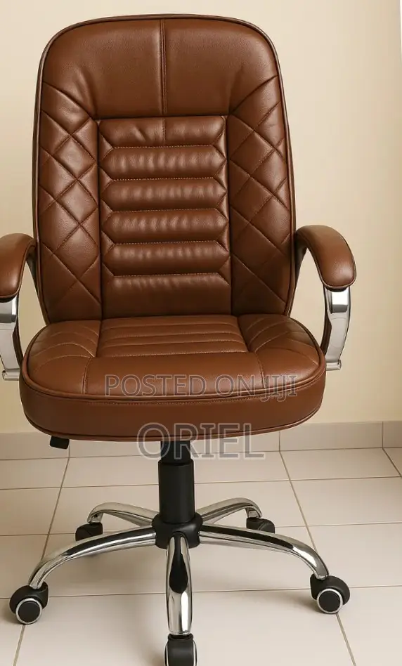 Modern Office Staff Chair : Premium Brown Leather Office Chair