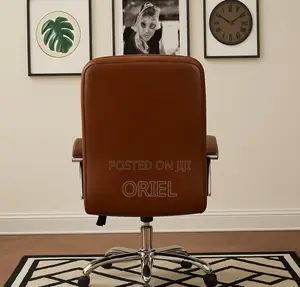 Modern Office Staff Chair : Premium Brown Leather Office Chair