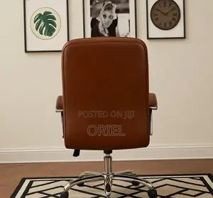Modern Office Staff Chair : Premium Brown Leather Office Chair