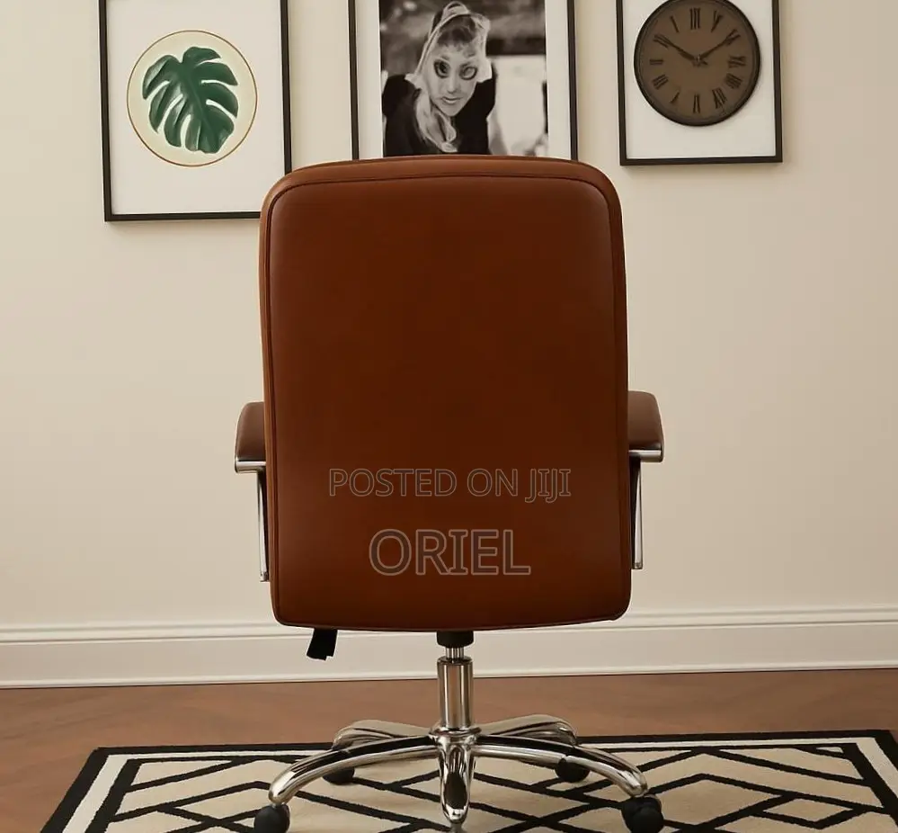 Modern Office Staff Chair : Premium Brown Leather Office Chair