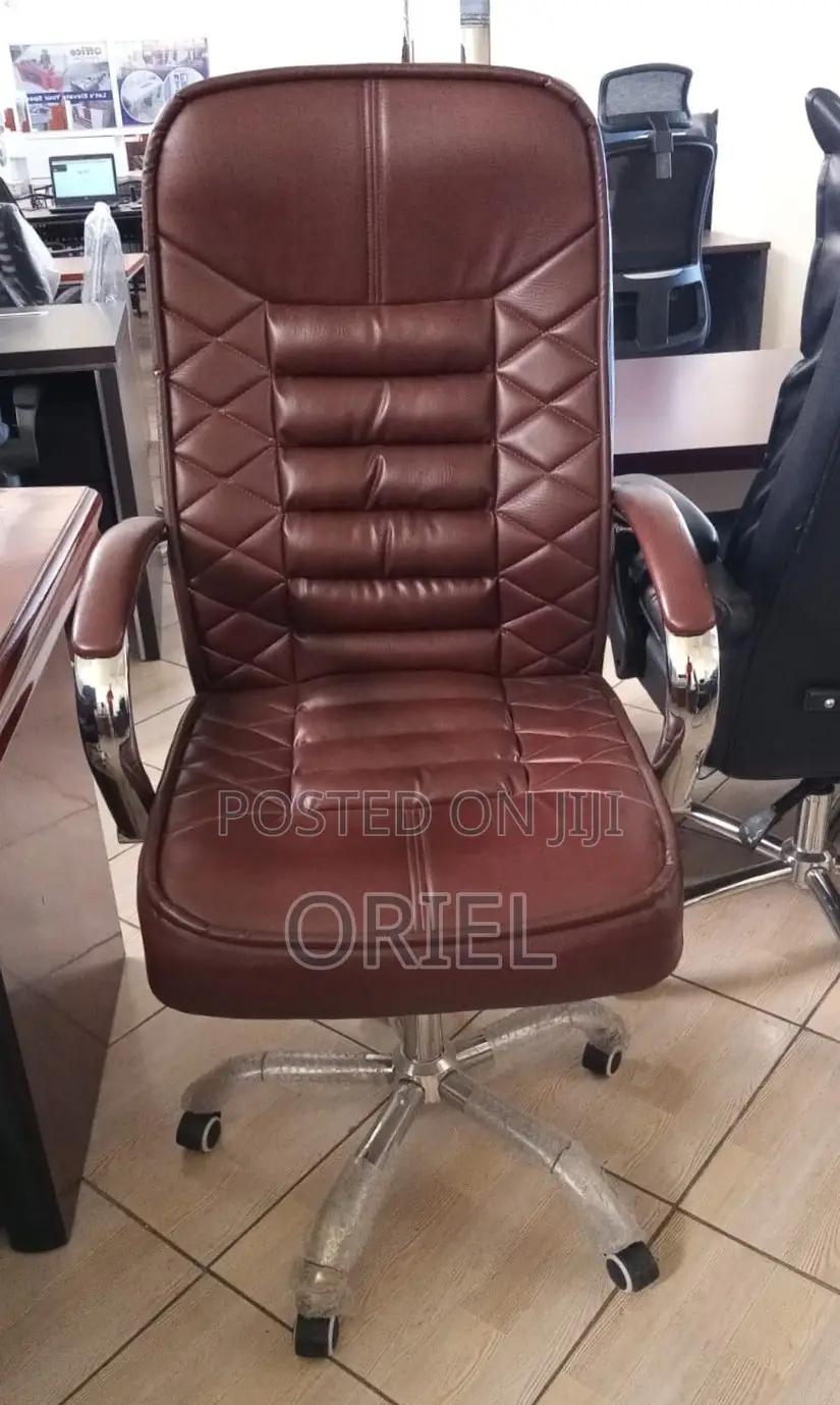 Modern Office Staff Chair : Premium Brown Leather Office Chair