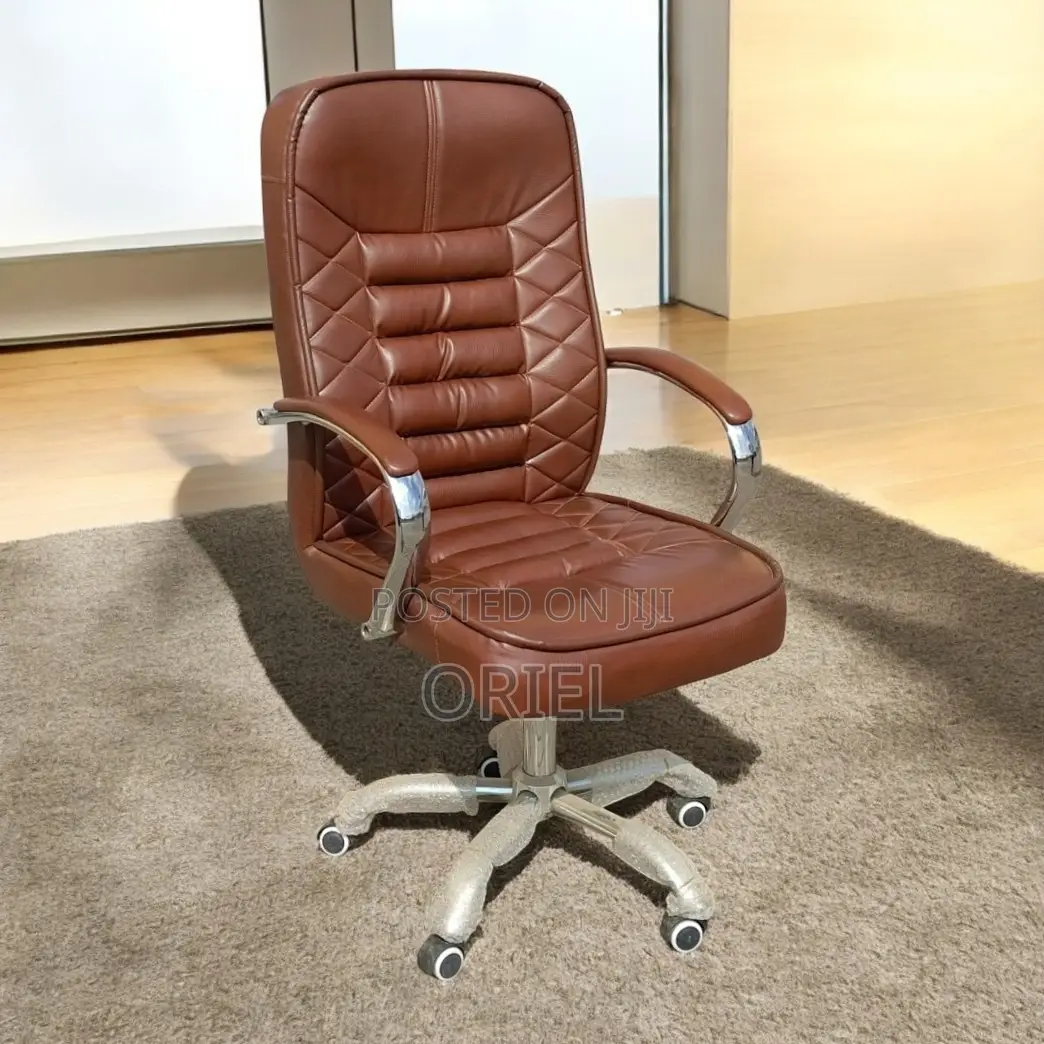 Modern Office Staff Chair : Premium Brown Leather Office Chair