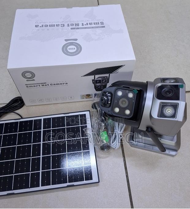 V380 Pro Solar 4G Dual Lens PTZ CCTV Security Camera With PTZ Rotation