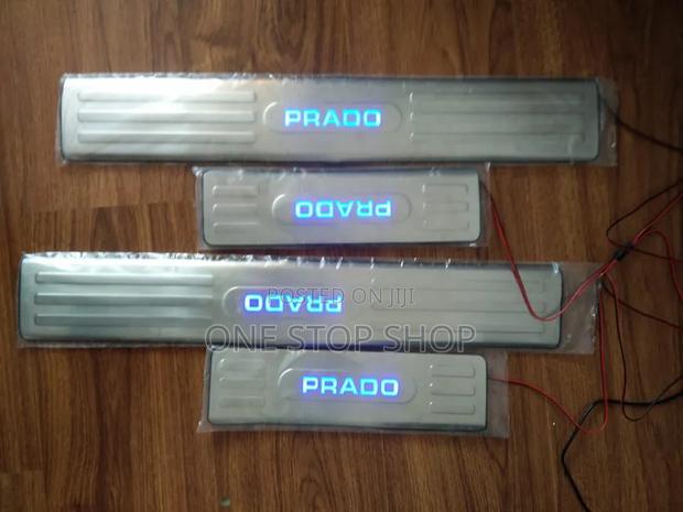 Chrome Metallic Prado Led Logo Door Step Antiscratch Sill Plates