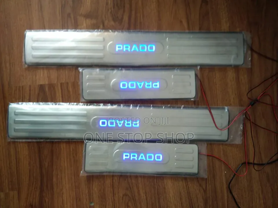 Chrome Metallic Prado Led Logo Door Step Antiscratch Sill Plates