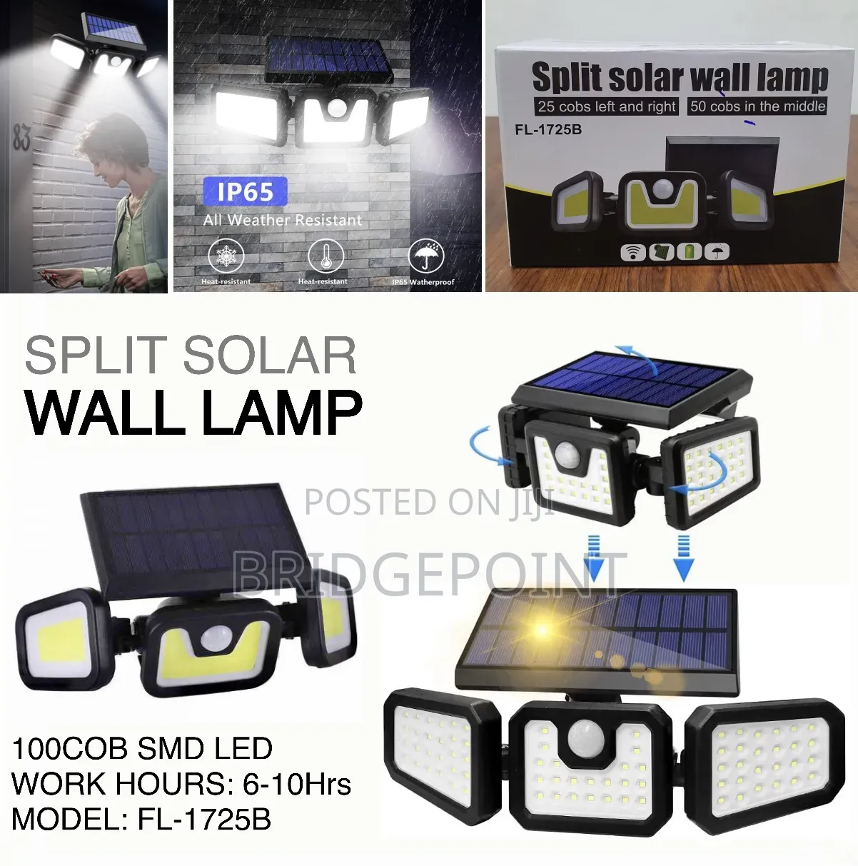 Three Head Solar Wall Lamp With Motion and Night Sensor