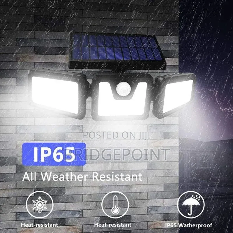 Three Head Solar Wall Lamp With Motion and Night Sensor