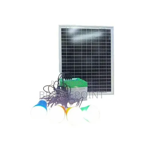 Complete Solar Kit 20W Solar Panel, 12Ah Battery, 4 Bulbs, USB Ports