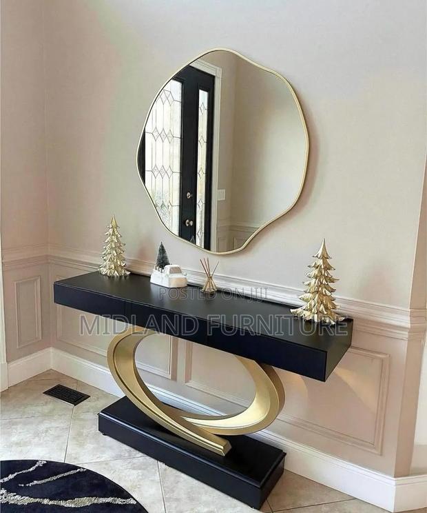 Console Table Plus Round Mirror Pay on Delivery