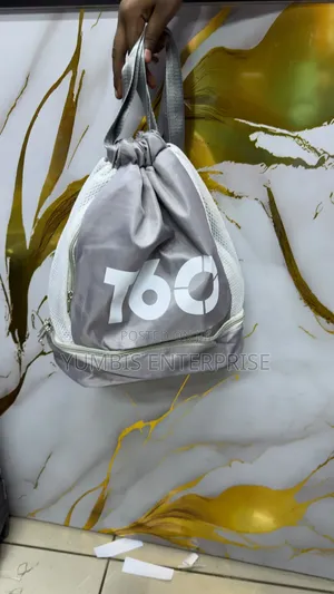 Grey T60 Gym Bag With Drawstring Closure