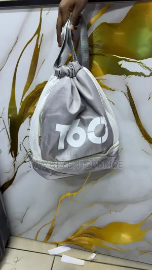 Grey T60 Gym Bag With Drawstring Closure
