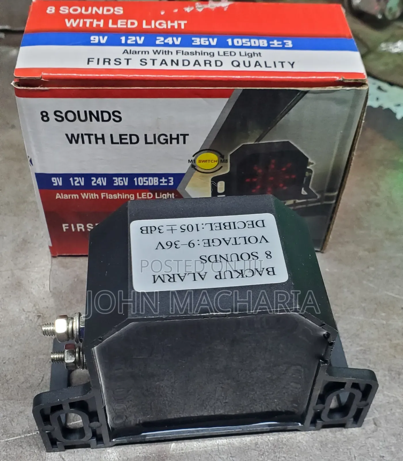 Universal Vehicles Backup Alarm With 8 Selectable Sounds LED Lights