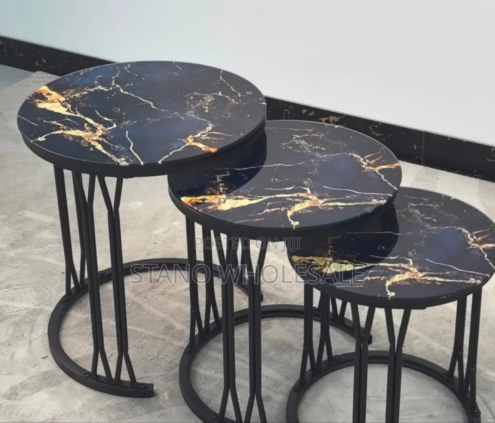 3 in 1 Nesting Table With Glass Effect