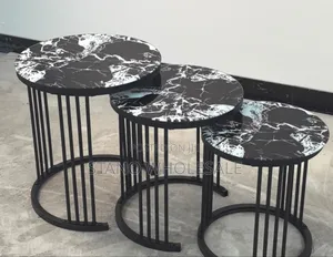 3 in 1 Nesting Table With Glass Effect