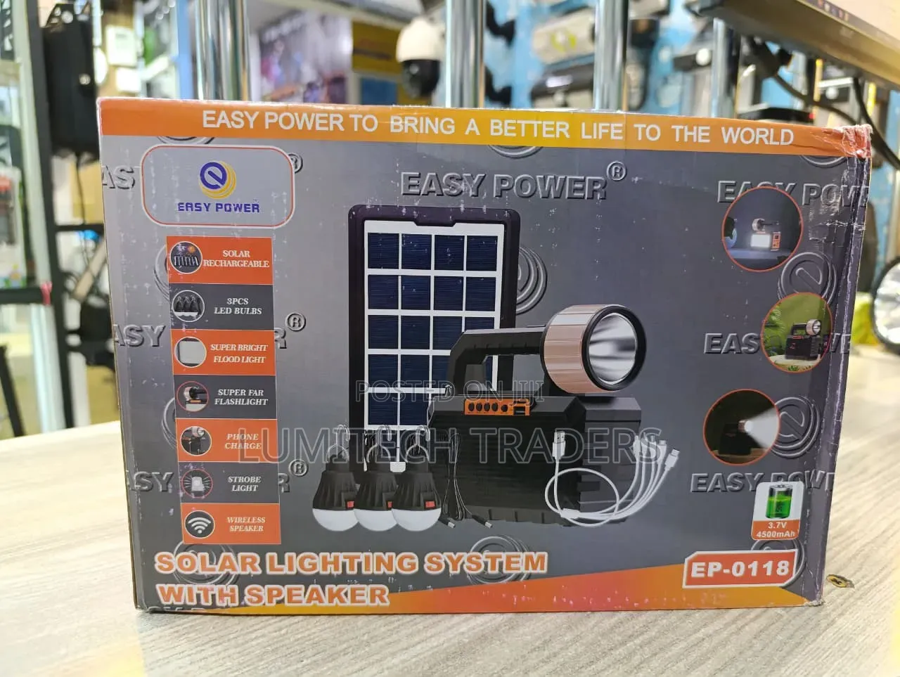 *EP-0118 Solar Lighting System With Speaker,Radio,3 Bulbs