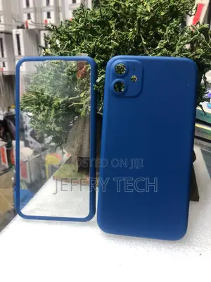 Blue Silicone Mobile Phone Back Cover a Matching Screen Protector