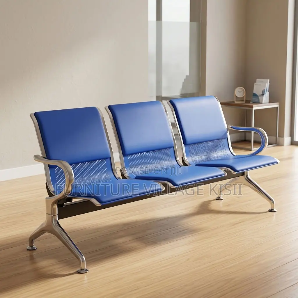 Blue 3-Link Waiting Bench