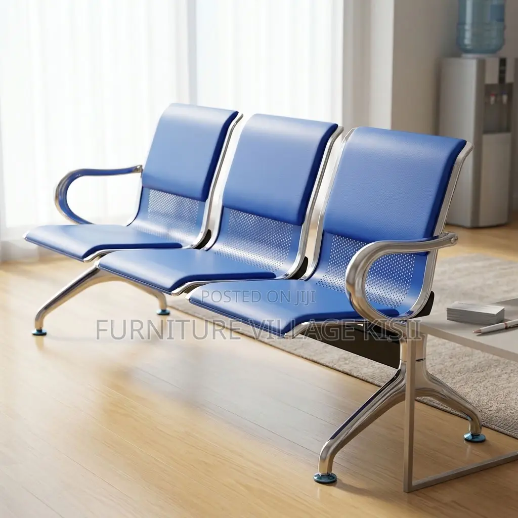 Blue 3-Link Waiting Bench