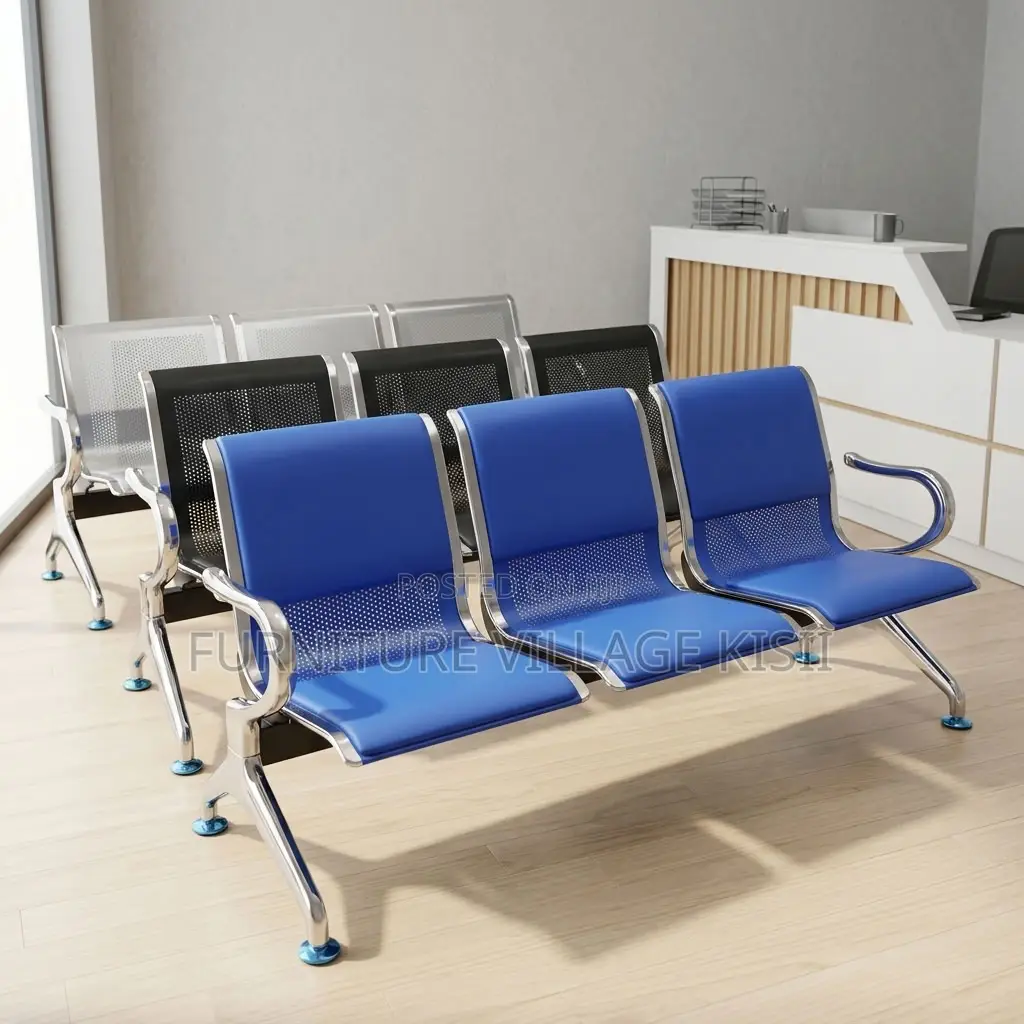 Blue 3-Link Waiting Bench