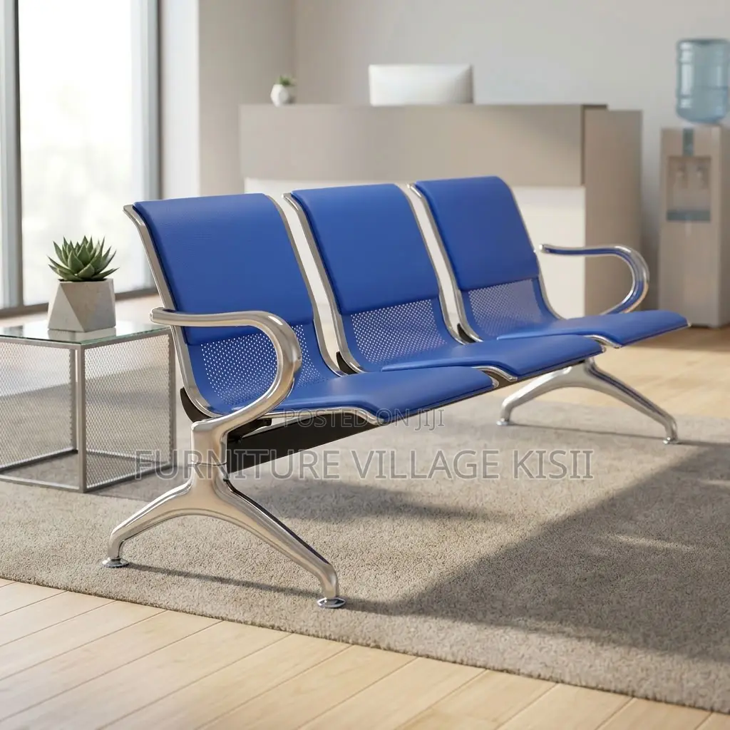 Blue 3-Link Waiting Bench