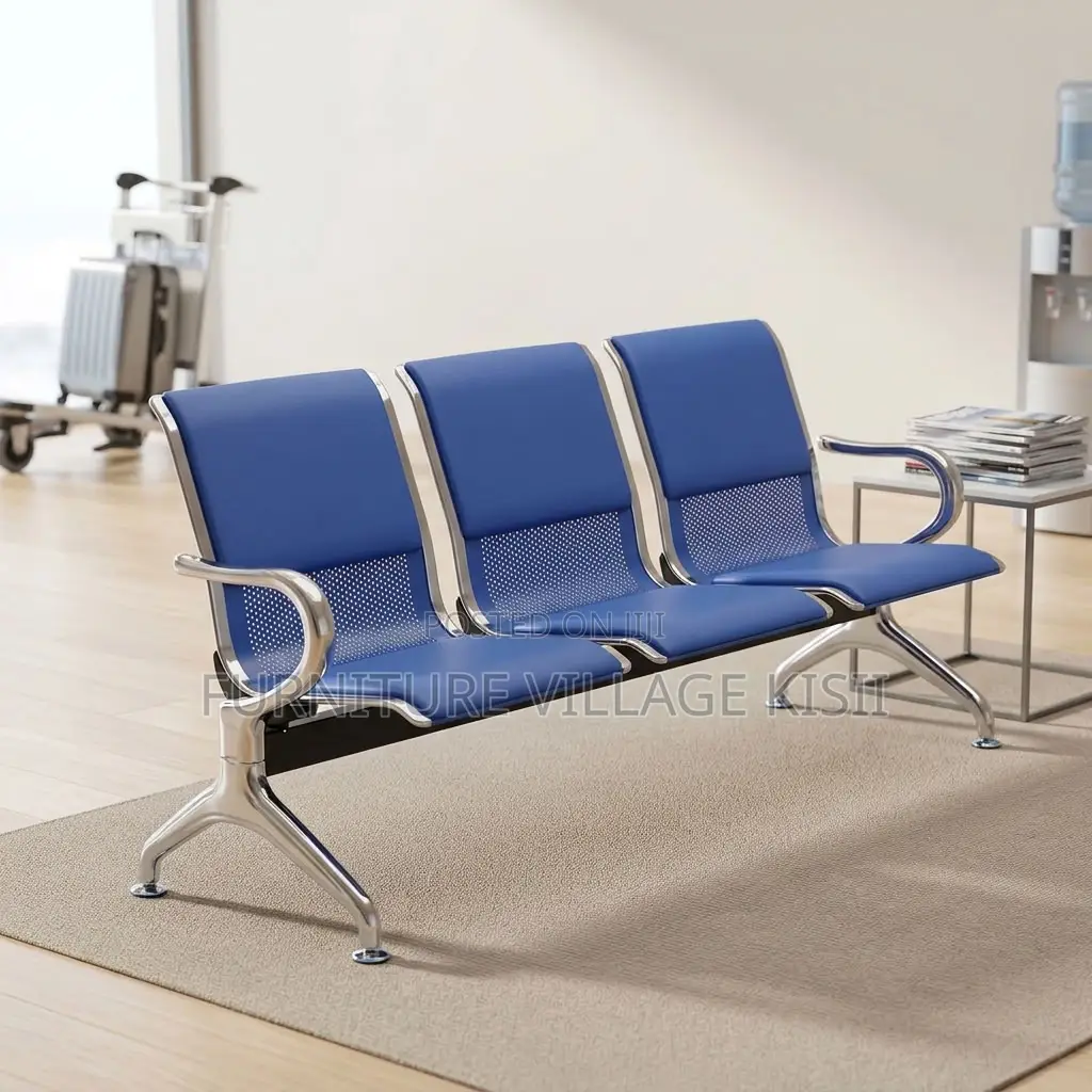 Blue 3-Link Waiting Bench
