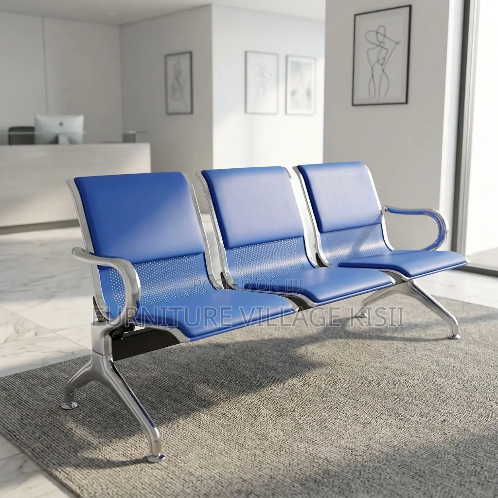 Blue 3-Link Waiting Bench