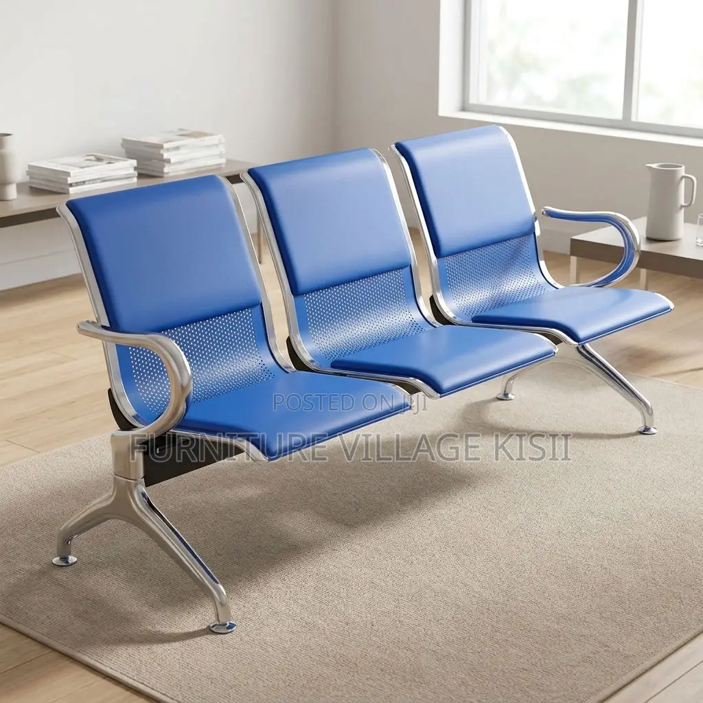 Blue 3-Link Waiting Bench