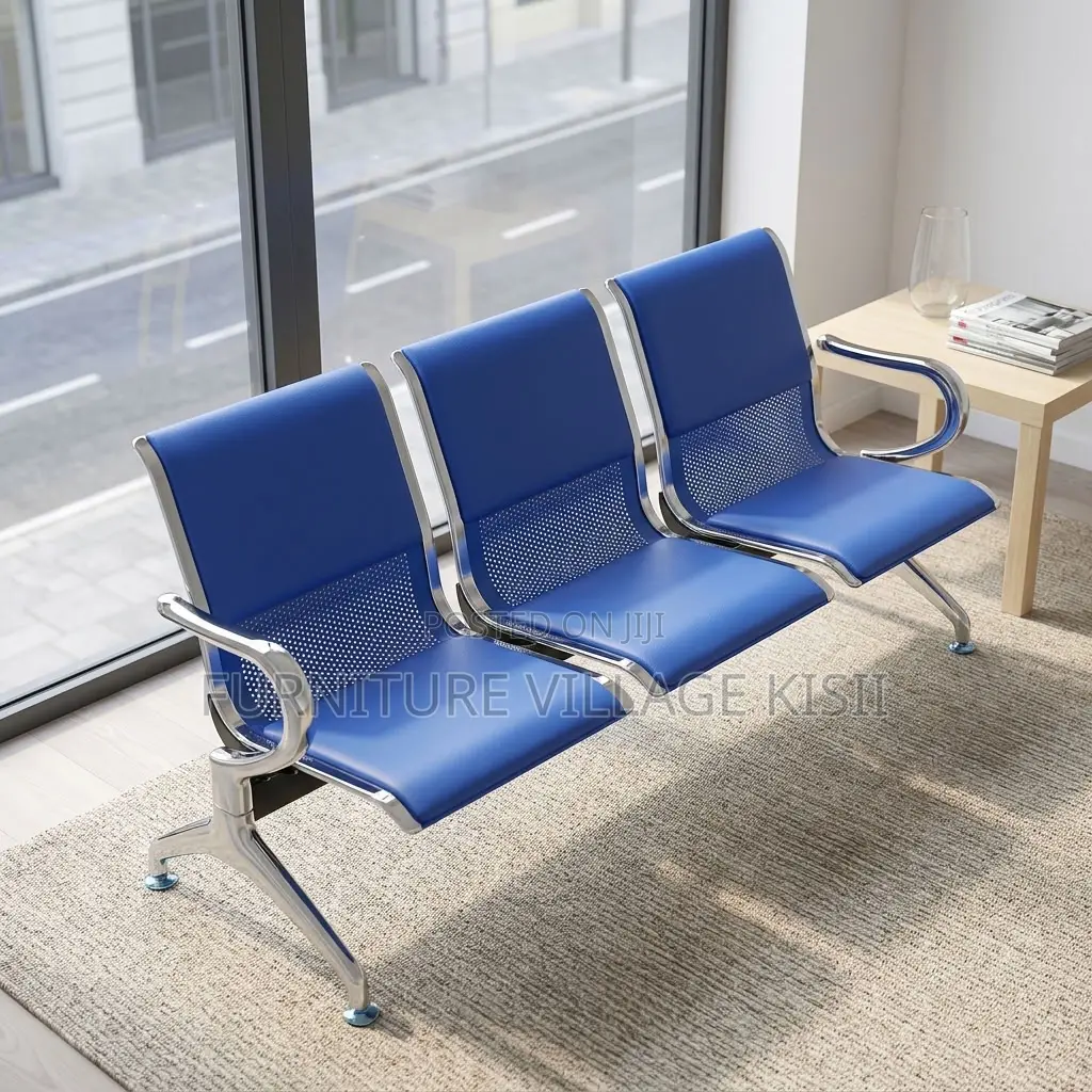 Blue 3-Link Waiting Bench