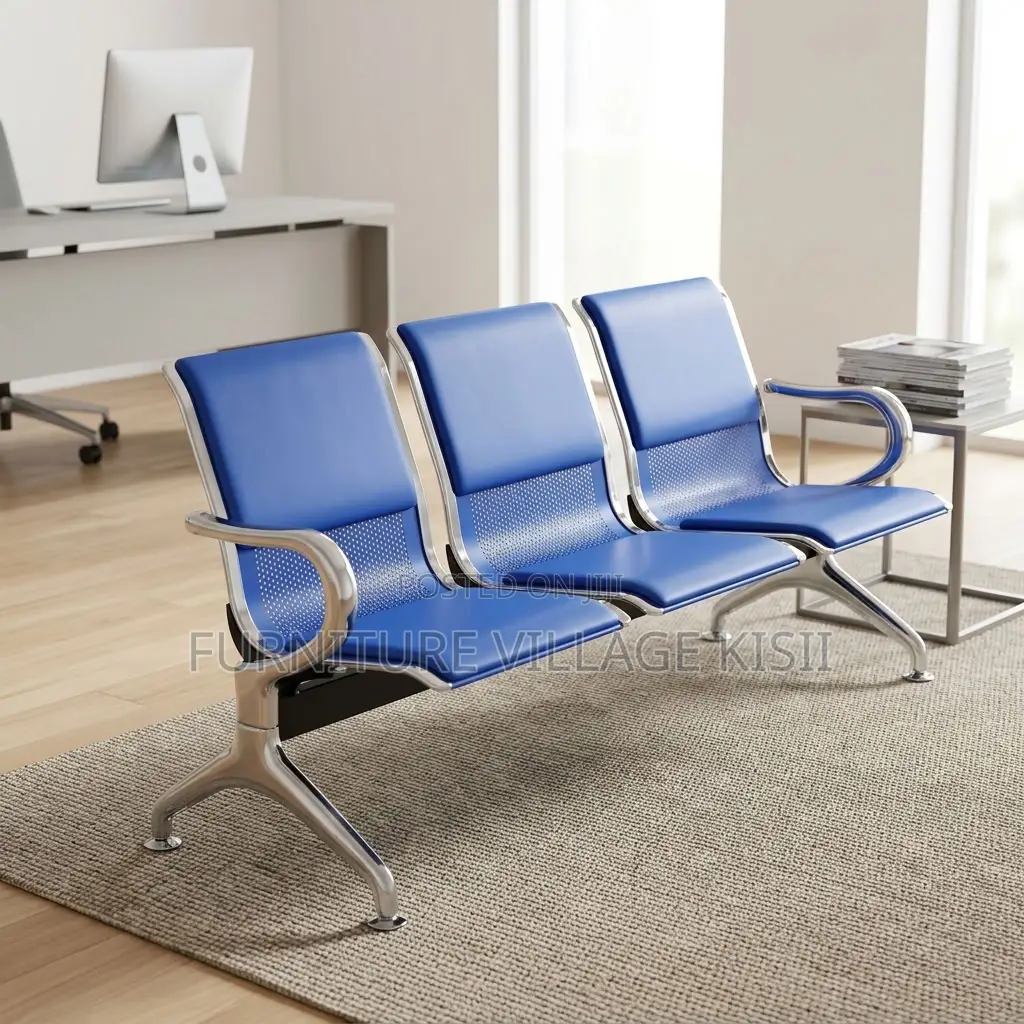 Blue 3-Link Waiting Bench
