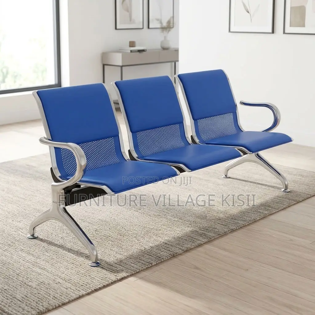 Blue 3-Link Waiting Bench