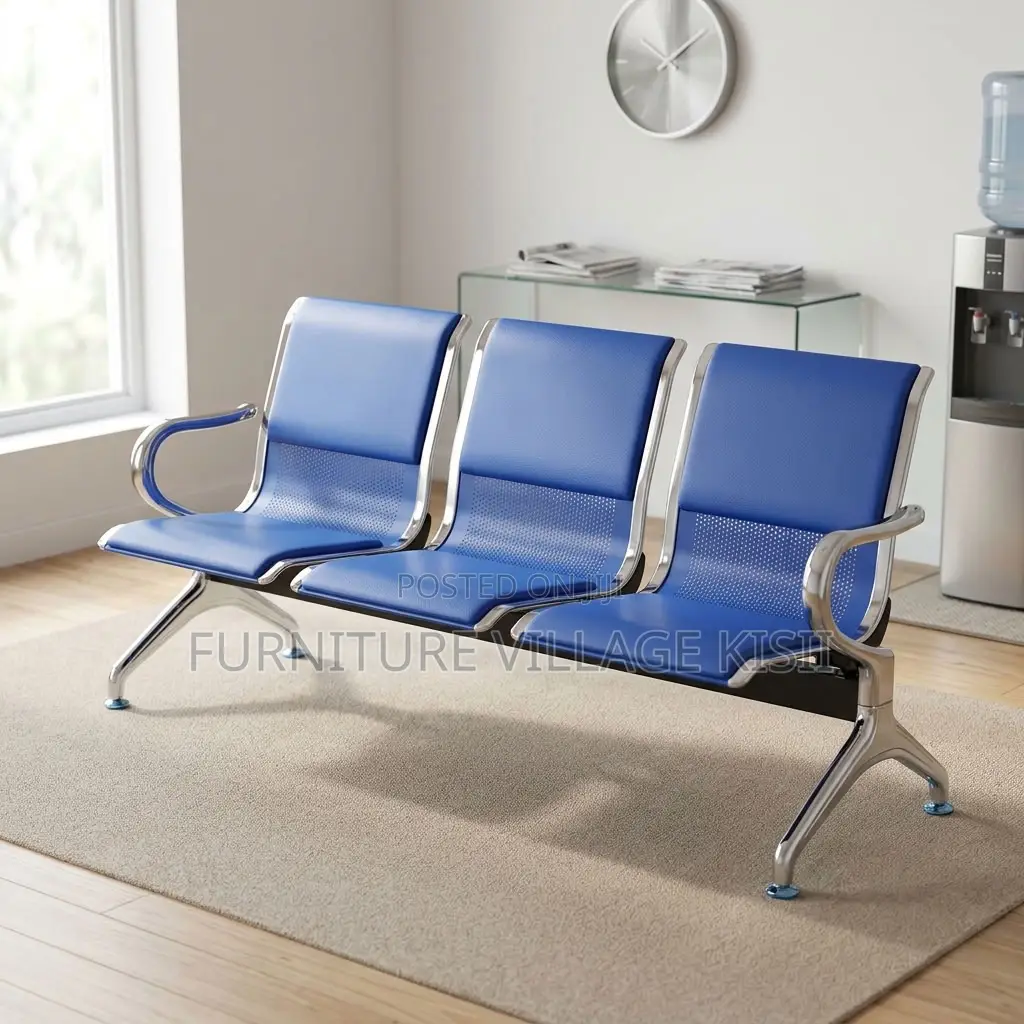 Blue 3-Link Waiting Bench