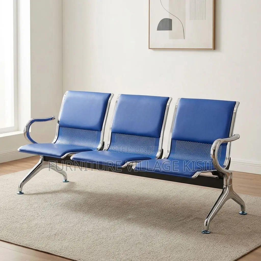 Blue 3-Link Waiting Bench