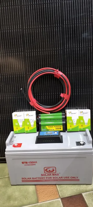 250w Home Solar Solution - 150Ah Battery - 300w Inverter - 10m Cable