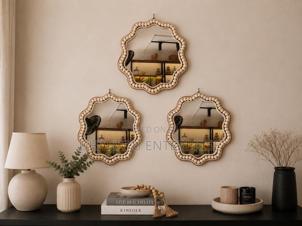 Boho Beaded Irregular Mirror Tray 