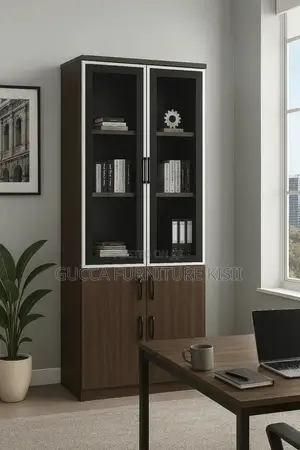 Half Glass Wooden Bookcase