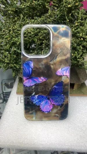 Clear Silicone iPhone Case Featuring Water Ripple /Yellow Butterfly