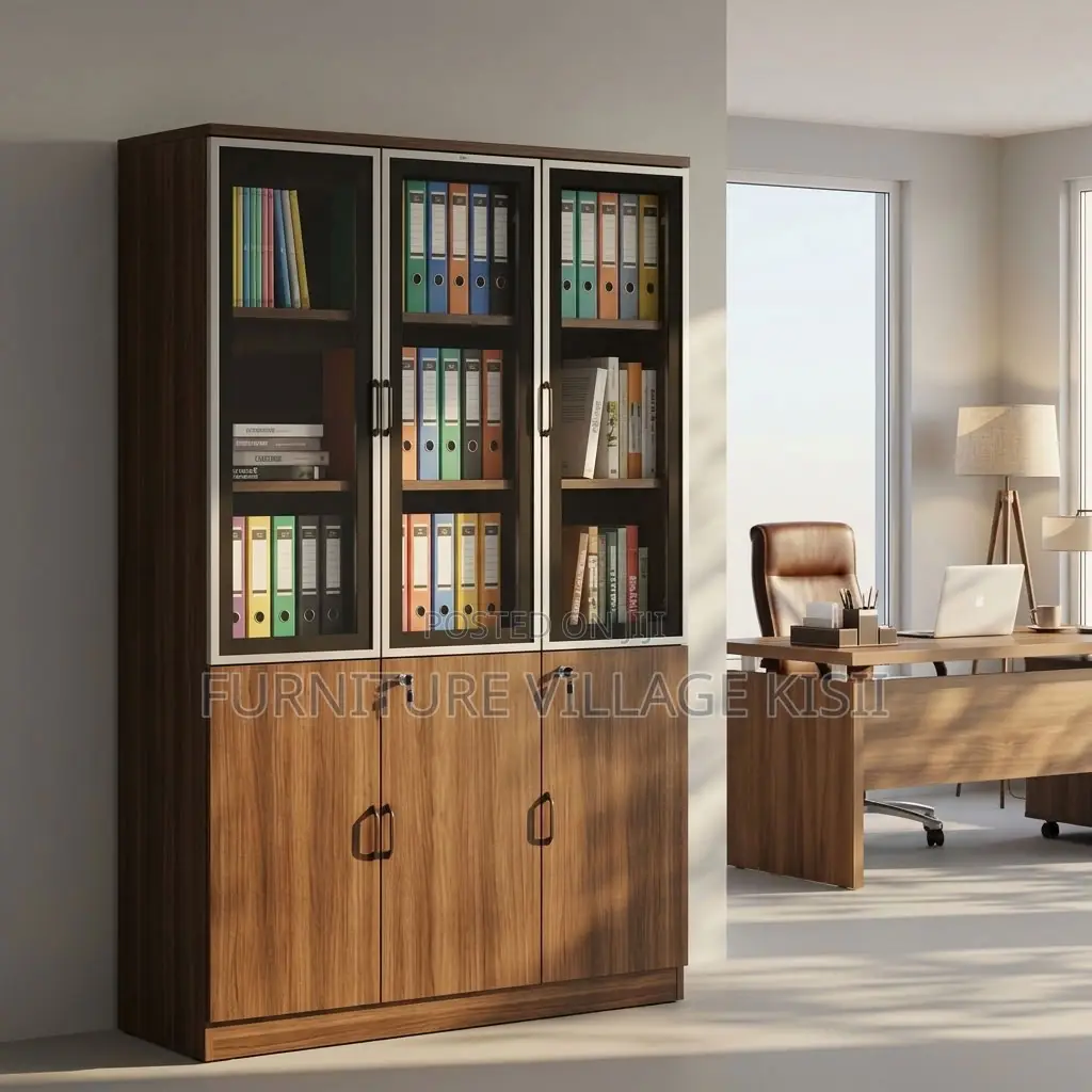 3-Door Wooden Filing Cabinet